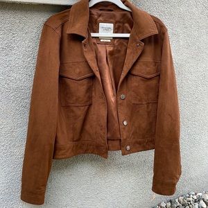 Vegan Suede Cropped Trucker Jacket